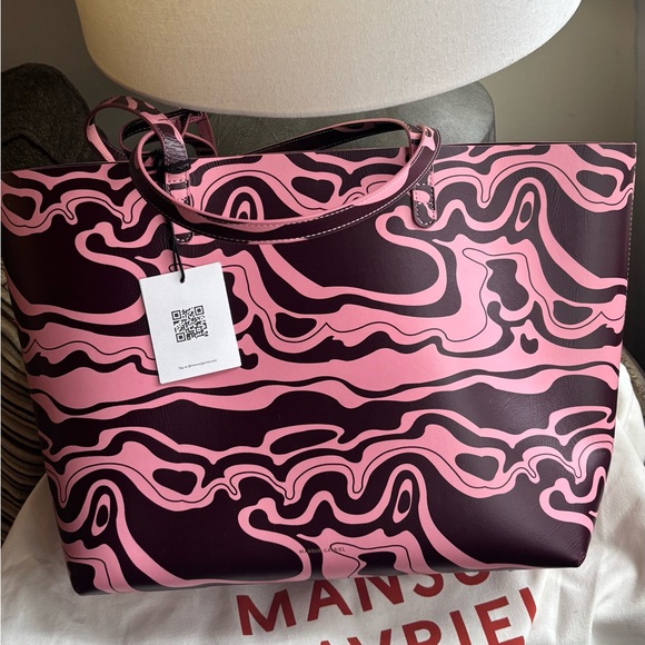 Authentic MANSUR GAVRIEL Leather Patterned Tote with large zip top wristlet - Picture 5 of 16